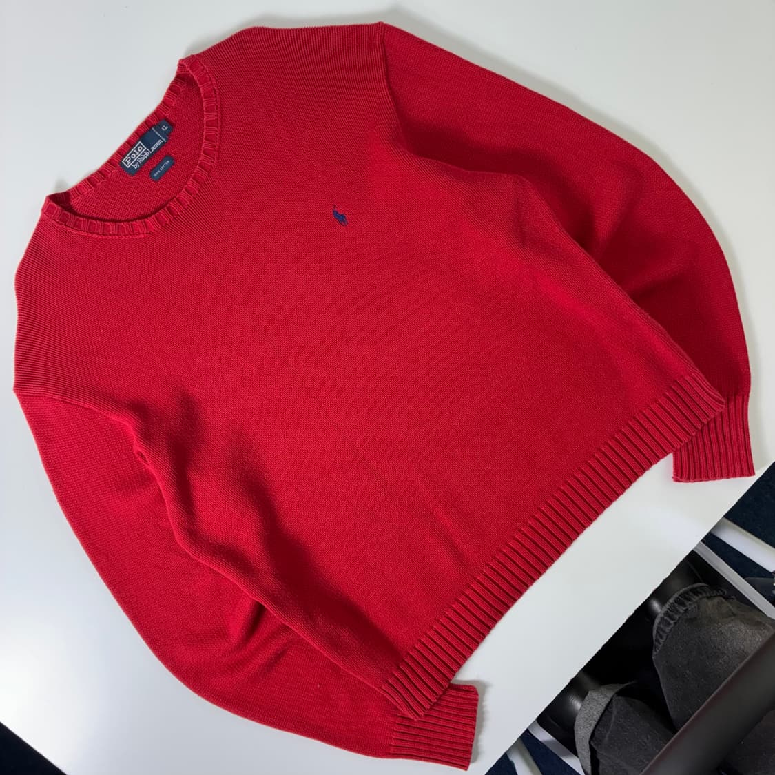 Polo 폴로 랄프로렌 레드 코튼 라운드 니트 상품이미지2