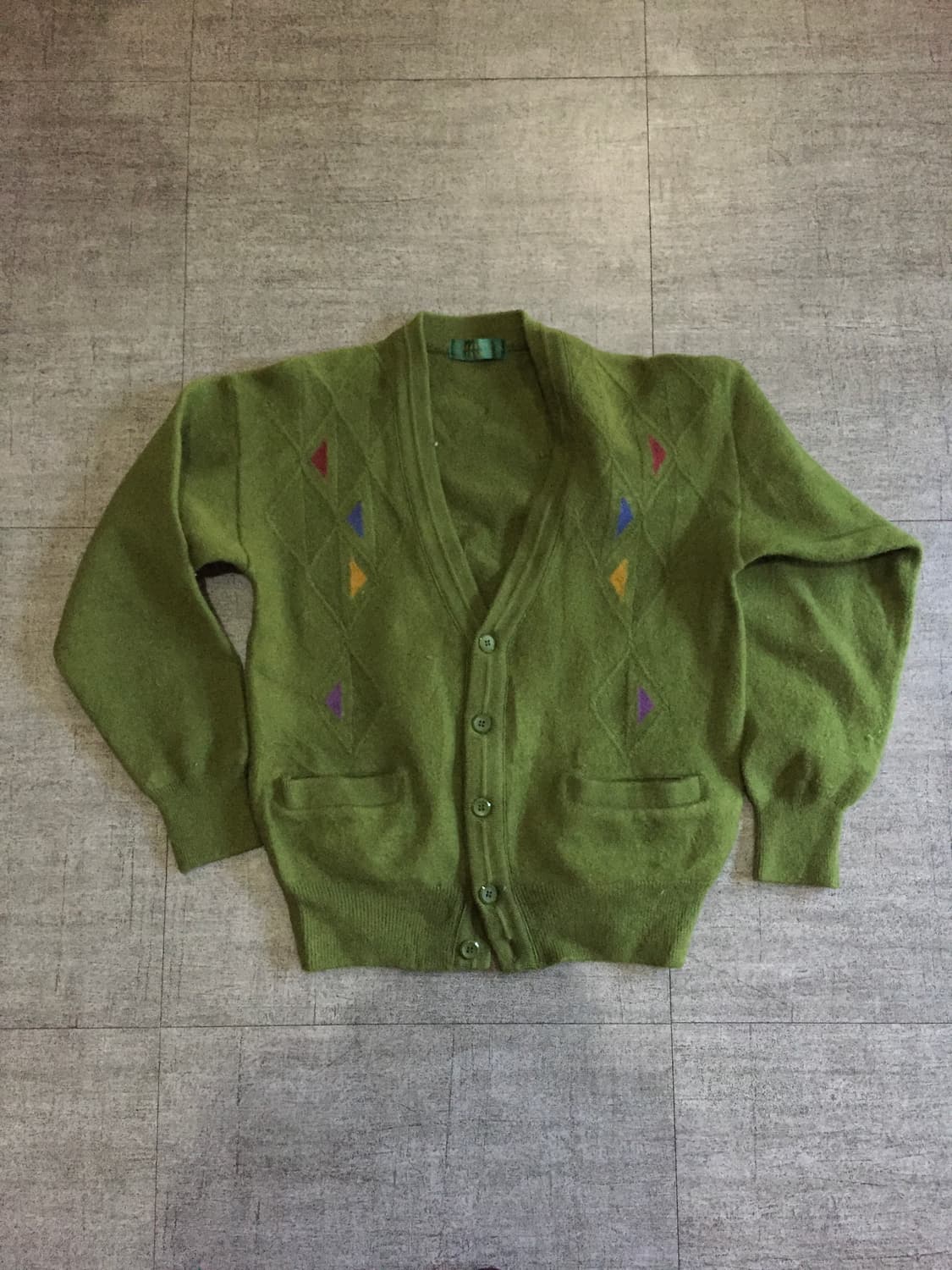 일본빈티지 Arnolo 올드스쿨아메카지 아가일패턴 혁오풍 니트가디건 상품이미지1