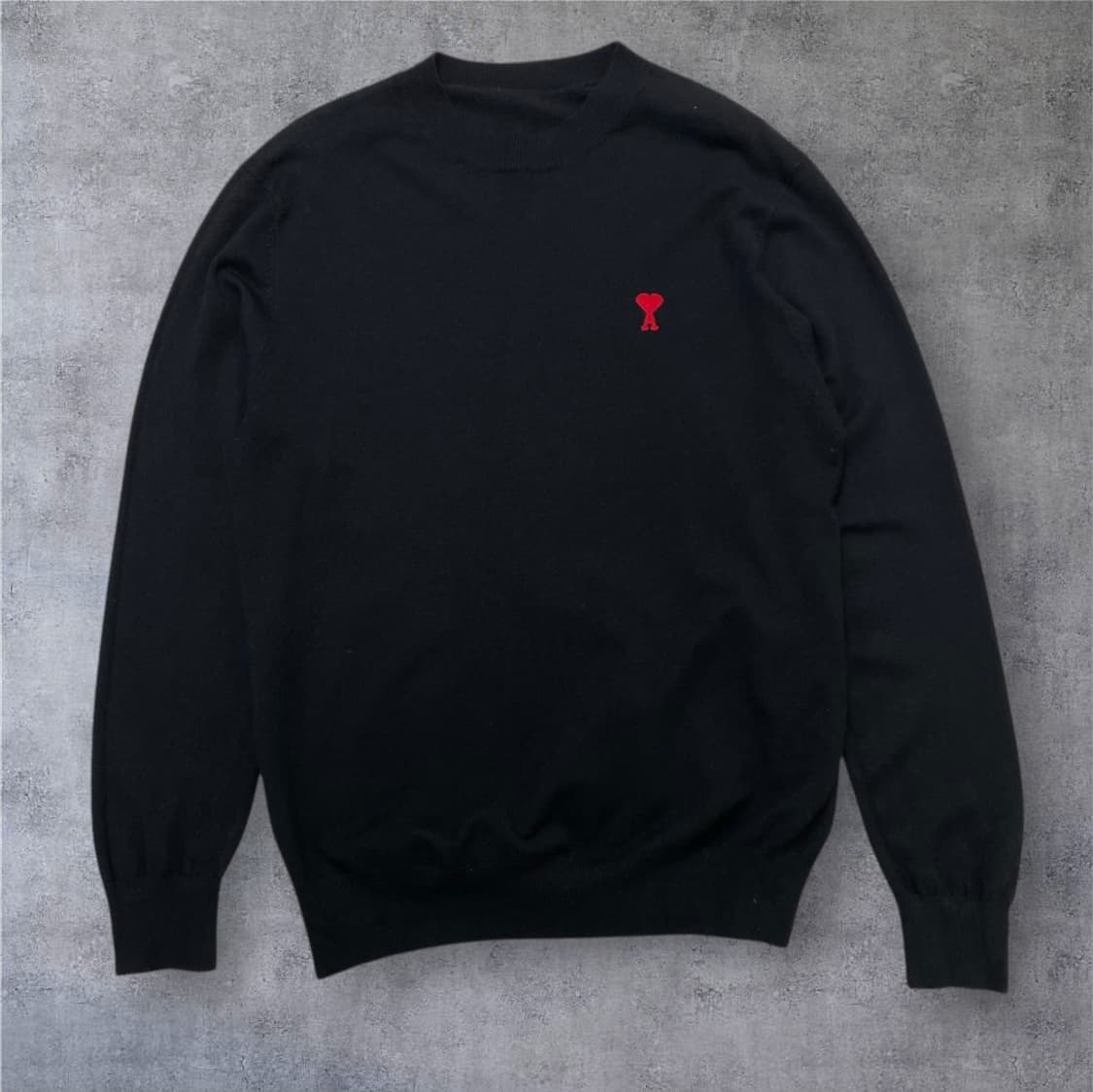 아미 Ami 블랙 스몰 하트 로고 니트 XL 상품이미지1