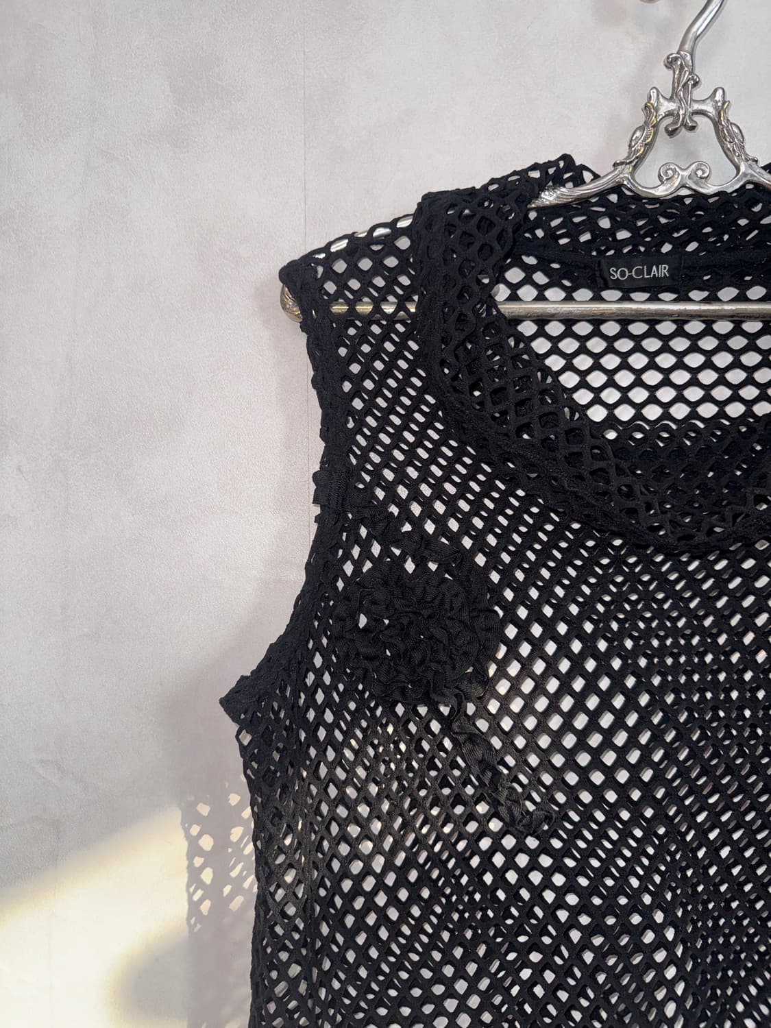 Black flower draped mesh sleeveless  상품이미지4