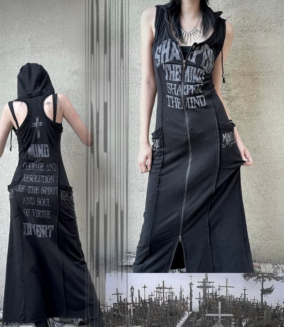 Ghost of harlem Zip Detail Long Onepiece 상품이미지1