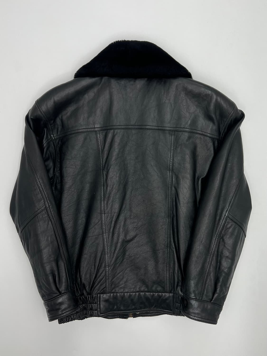 빈티지 퍼 카라 램스킨 레더 봄버자켓 상품이미지3