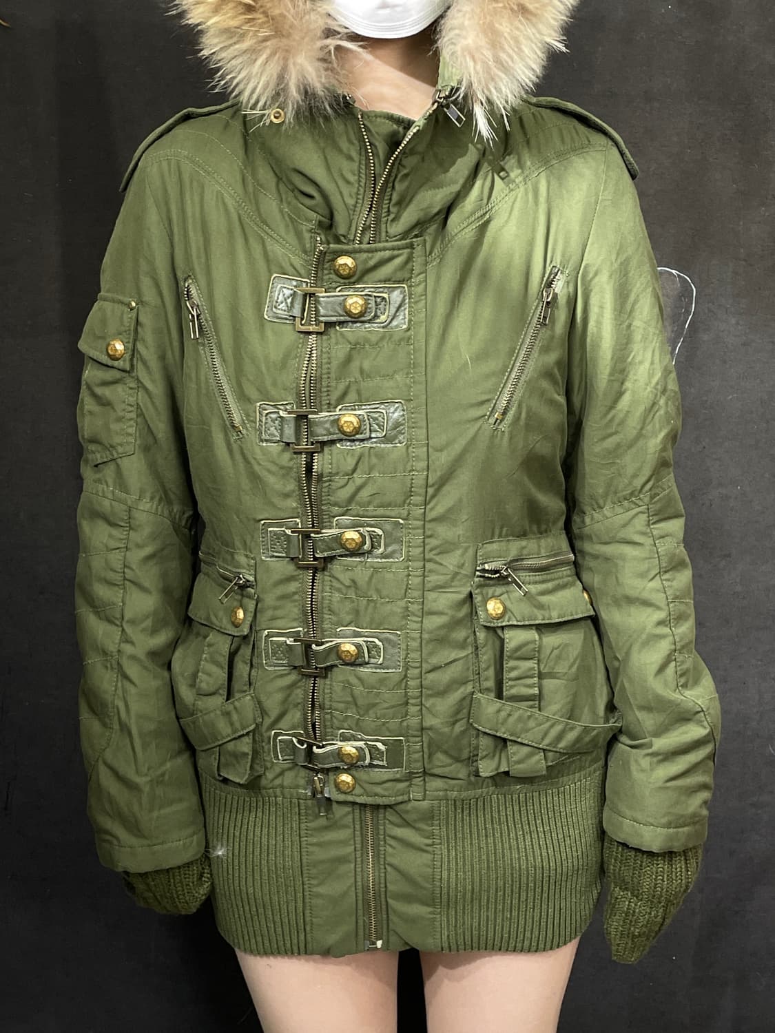 Sly 아카이브 울프죠 본디지 스트랩 퍼 후드 야상 자켓 S 상품이미지4