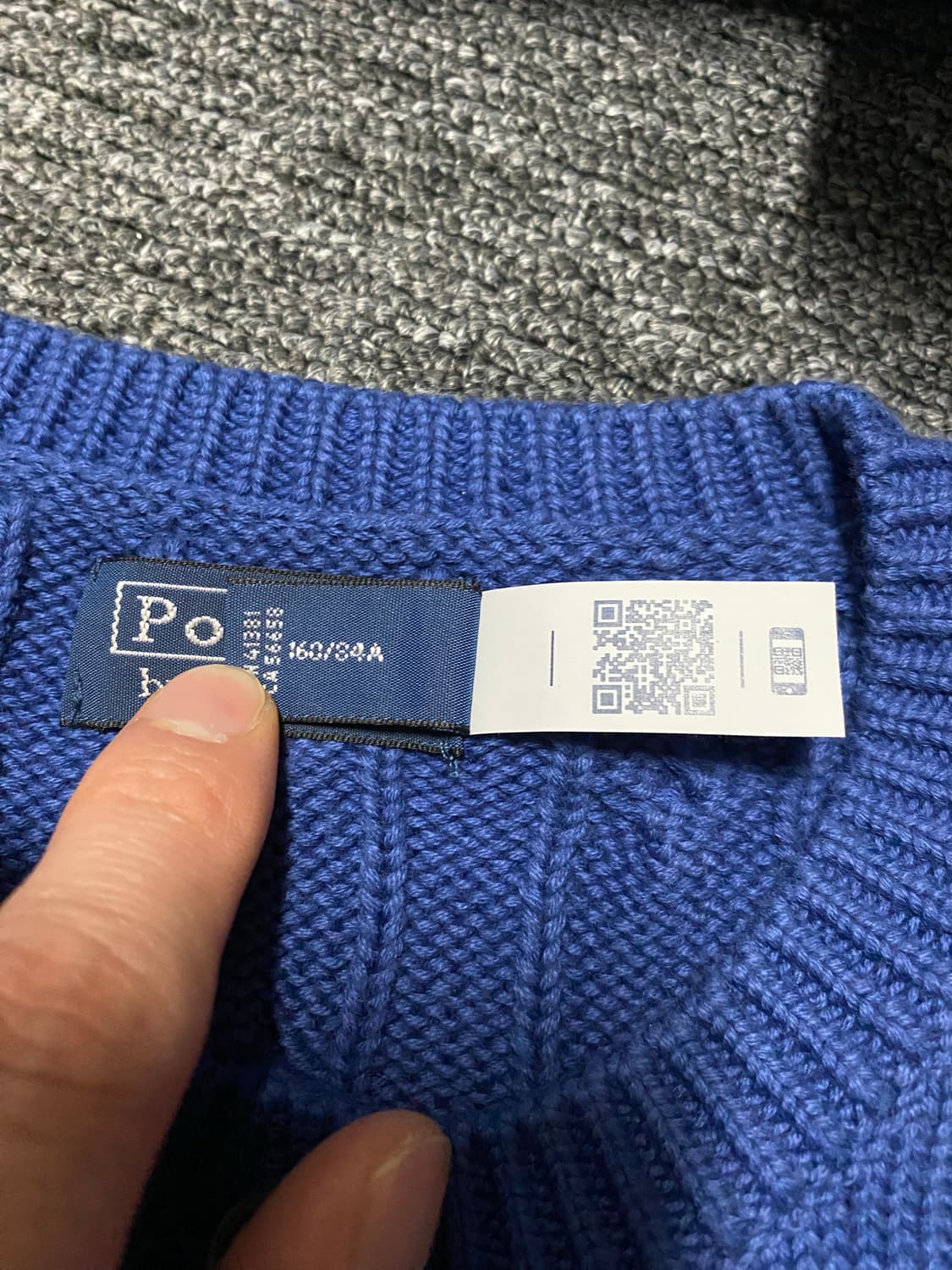 급처. 새상품 최신형 화이트라벨 QR택 폴로 케이블 코튼 크루넥 가디건 상품이미지6