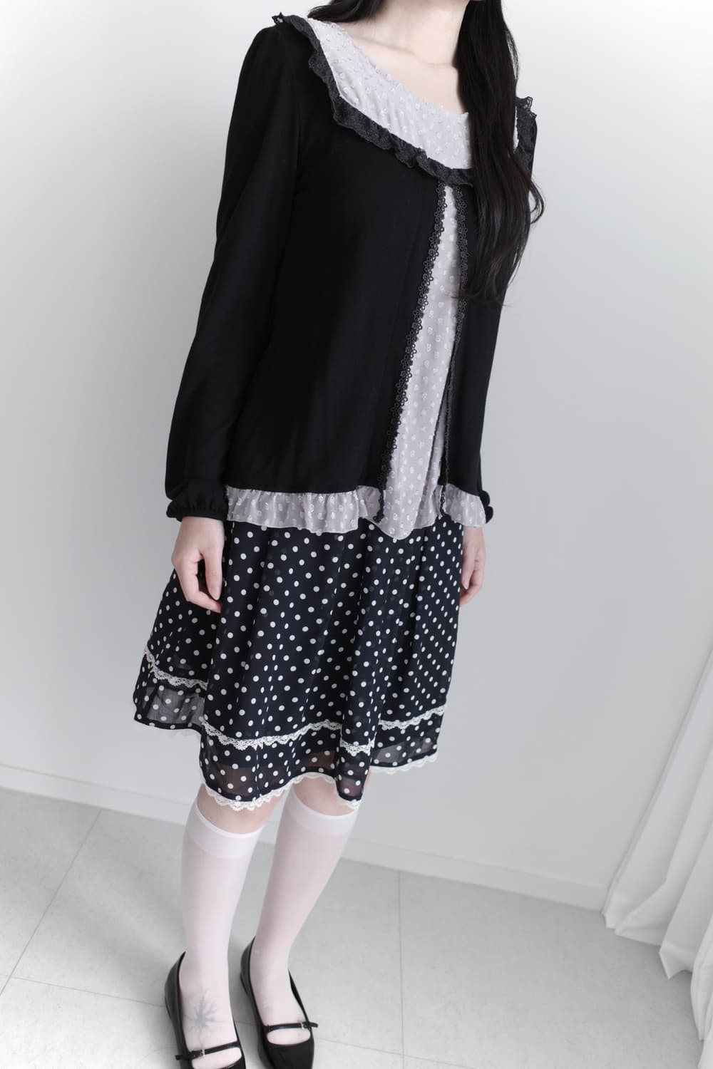 axes femme) dot layerd long sleeve  상품이미지7
