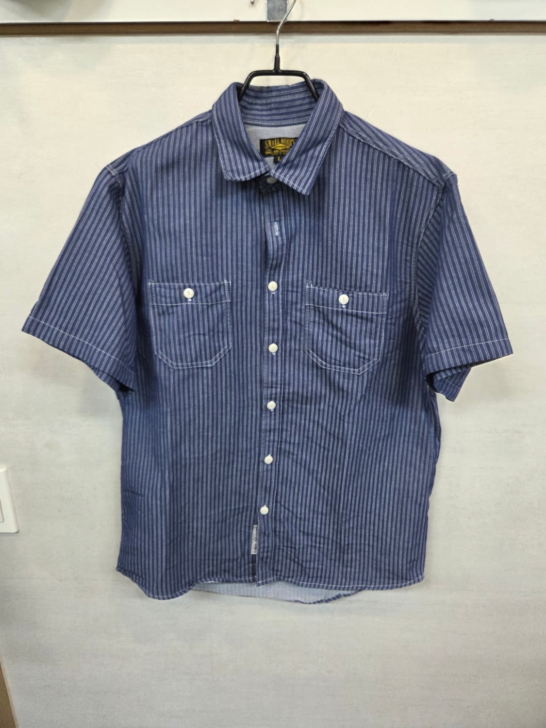 스몰버드 아메카지 스트라이프 데님셔츠 반팔 L 상품이미지1