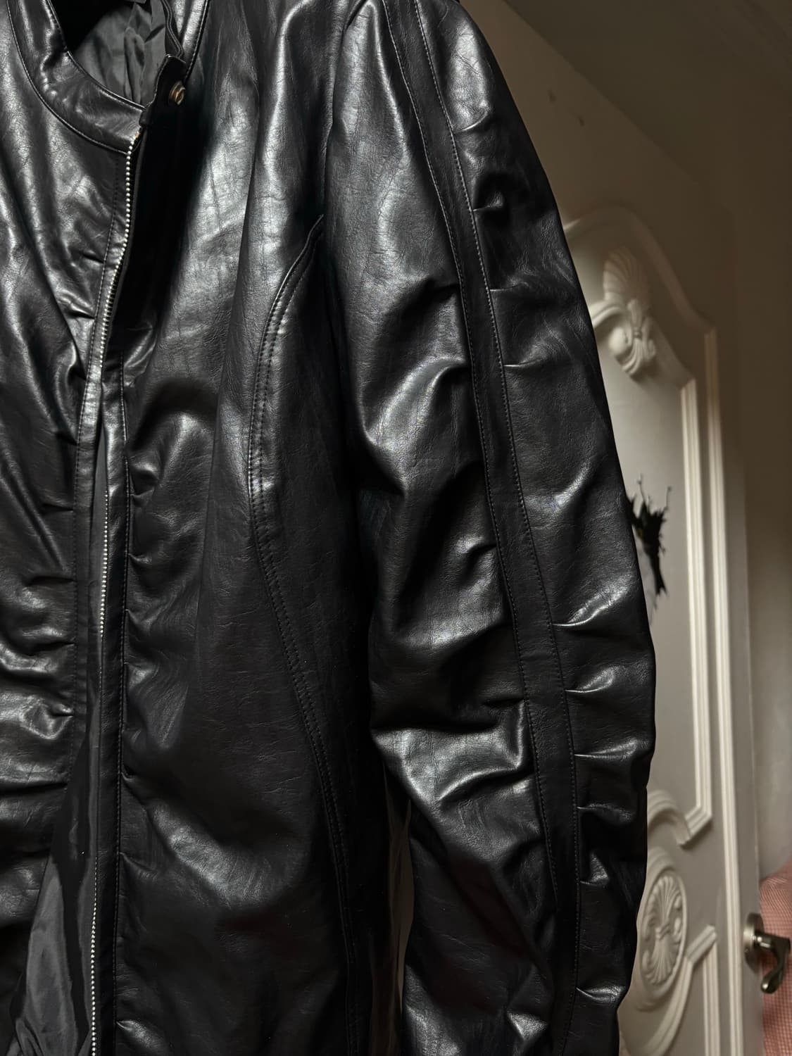 나체 Nache 셔링 레더 가죽 자켓 상품이미지2