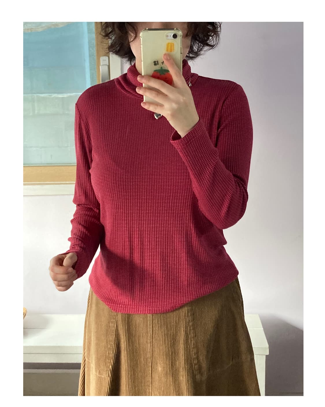 일본빈티지) 핑크 줄무늬 골지이너 상품이미지1