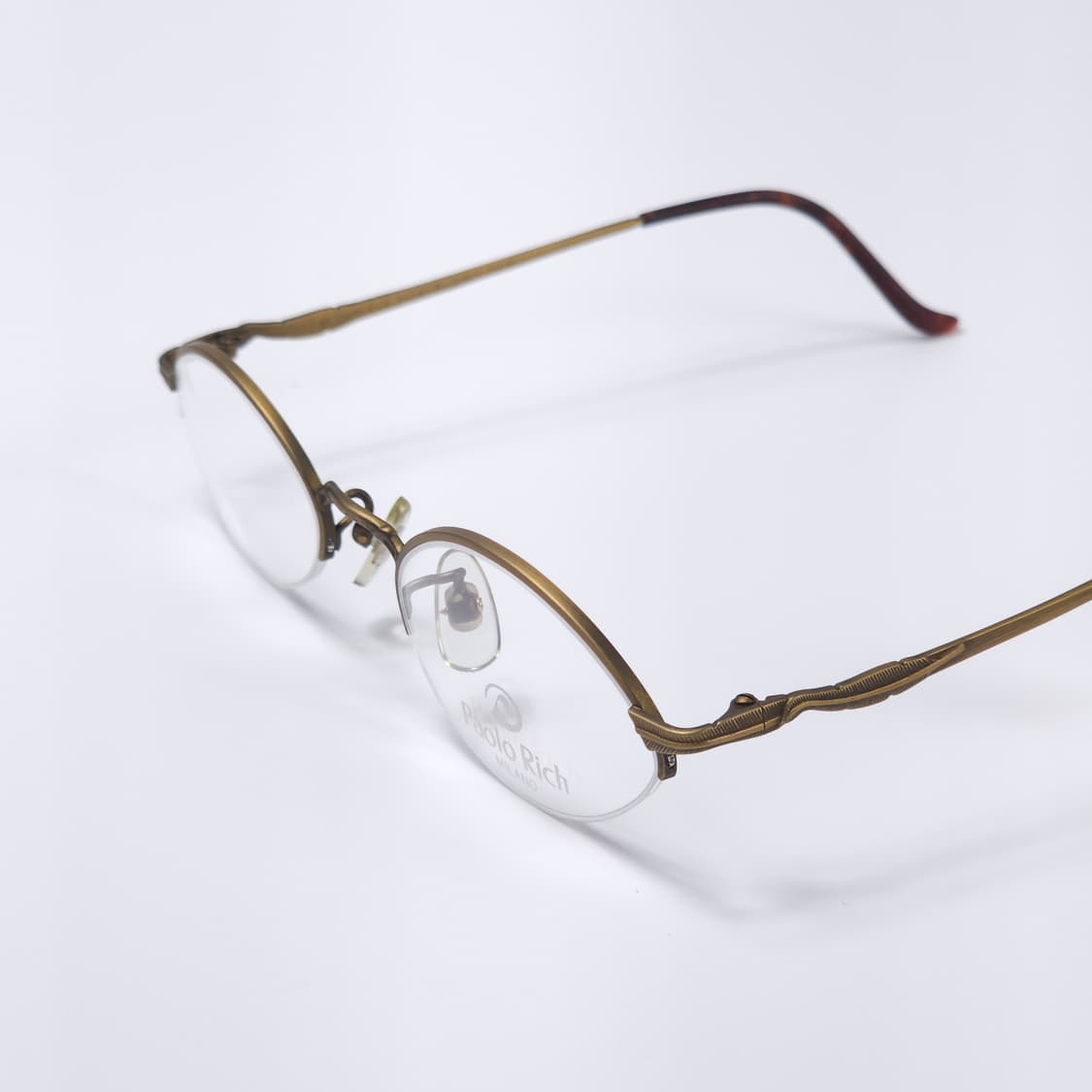 24K 도금 90년도 이태리 긱시크 오벌형 빈티지 반무테 안경 상품이미지4