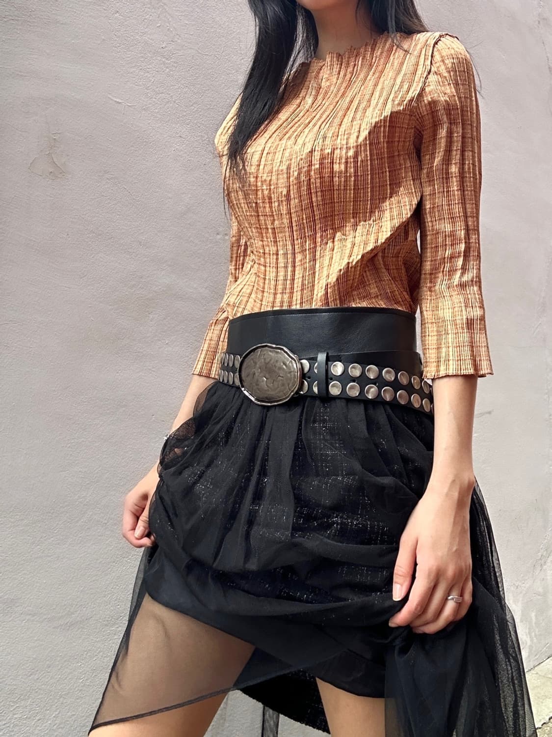 Slim pleats top / brick orange 상품이미지6