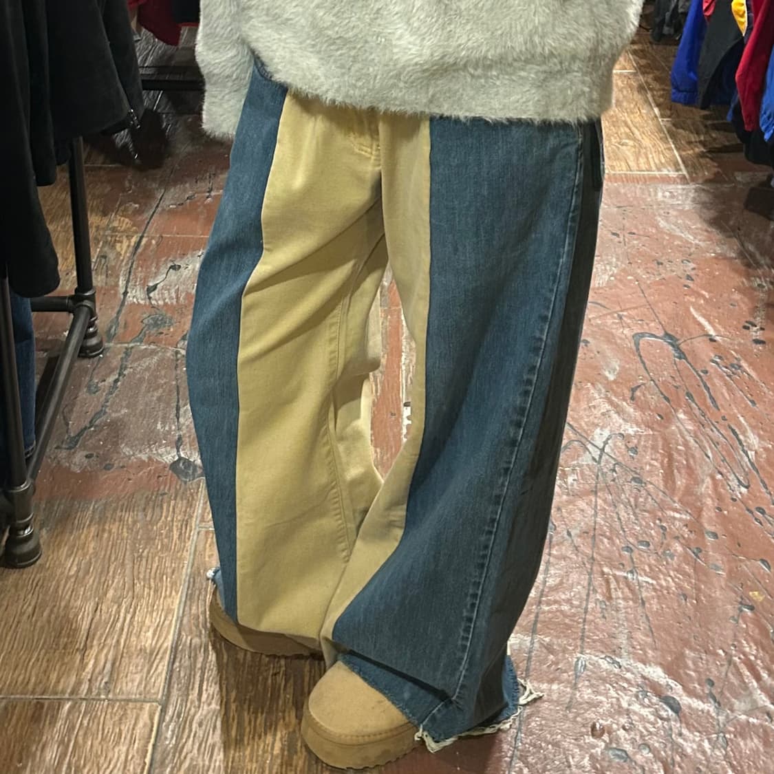 [HI] 아리조나 투톤 패치워크 와이드 데님 상품이미지3