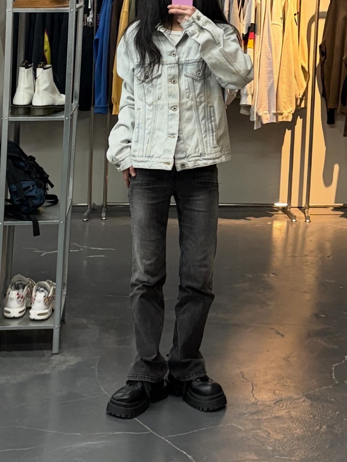 오프화이트 백 디아그 프린팅 데님자켓 A2865 상품이미지1