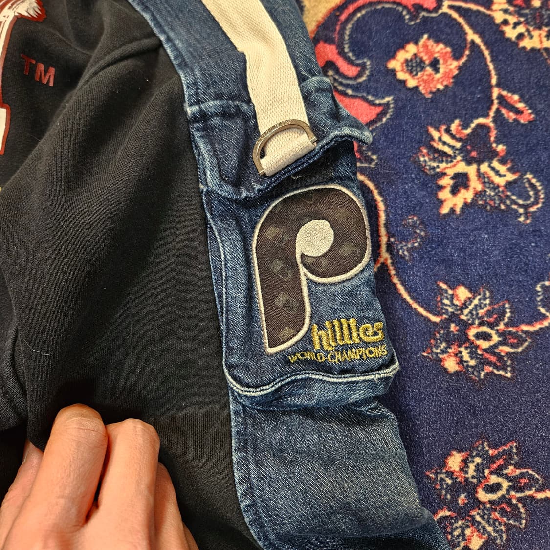 엠엘비(MLB) 필라델피아 필리스 데님 블럭 기모 후드 하프집업 상품이미지4