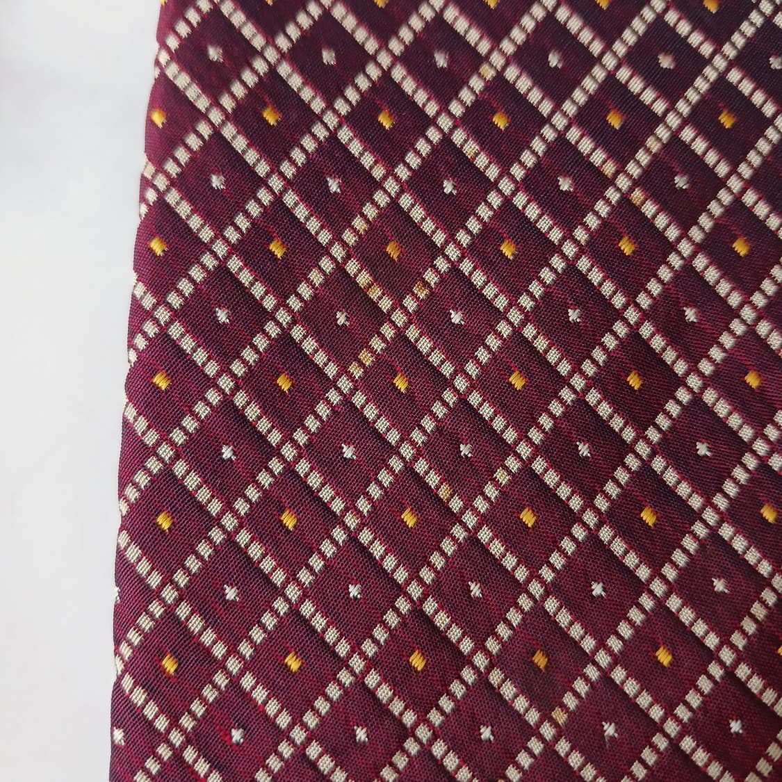 아쿠아스큐텀 실크 와인 기하 패턴 넥타이 9.4cm A등급 A19881
 상품이미지9