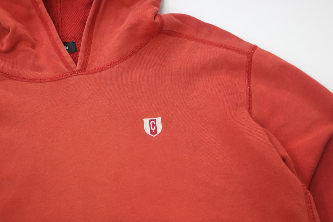 콤사이즘 빈티지 워싱 레드 백로고 후드 티셔츠 상품이미지8