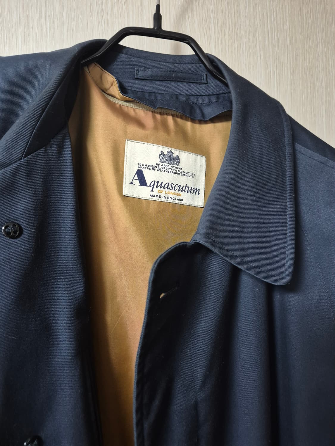 아쿠아스큐텀 네이비 트렌치 코트 레글런코트  싱글코트 M 상품이미지3