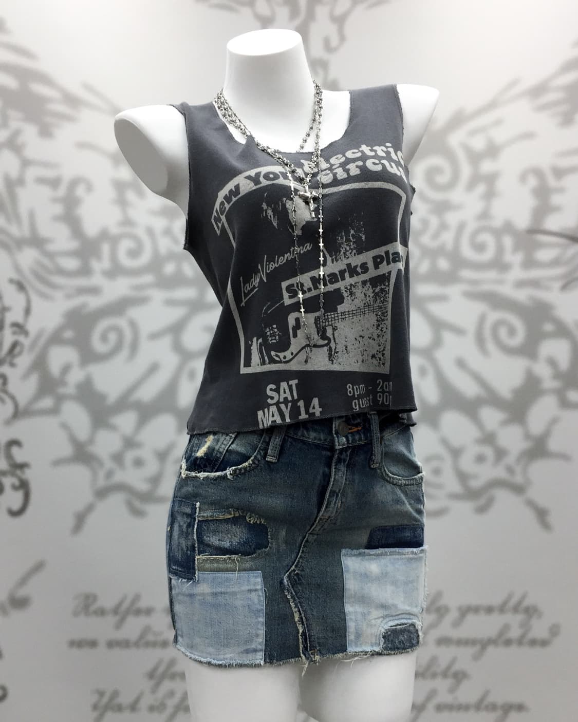 Y2K printing crop sleeveless 상품이미지2
