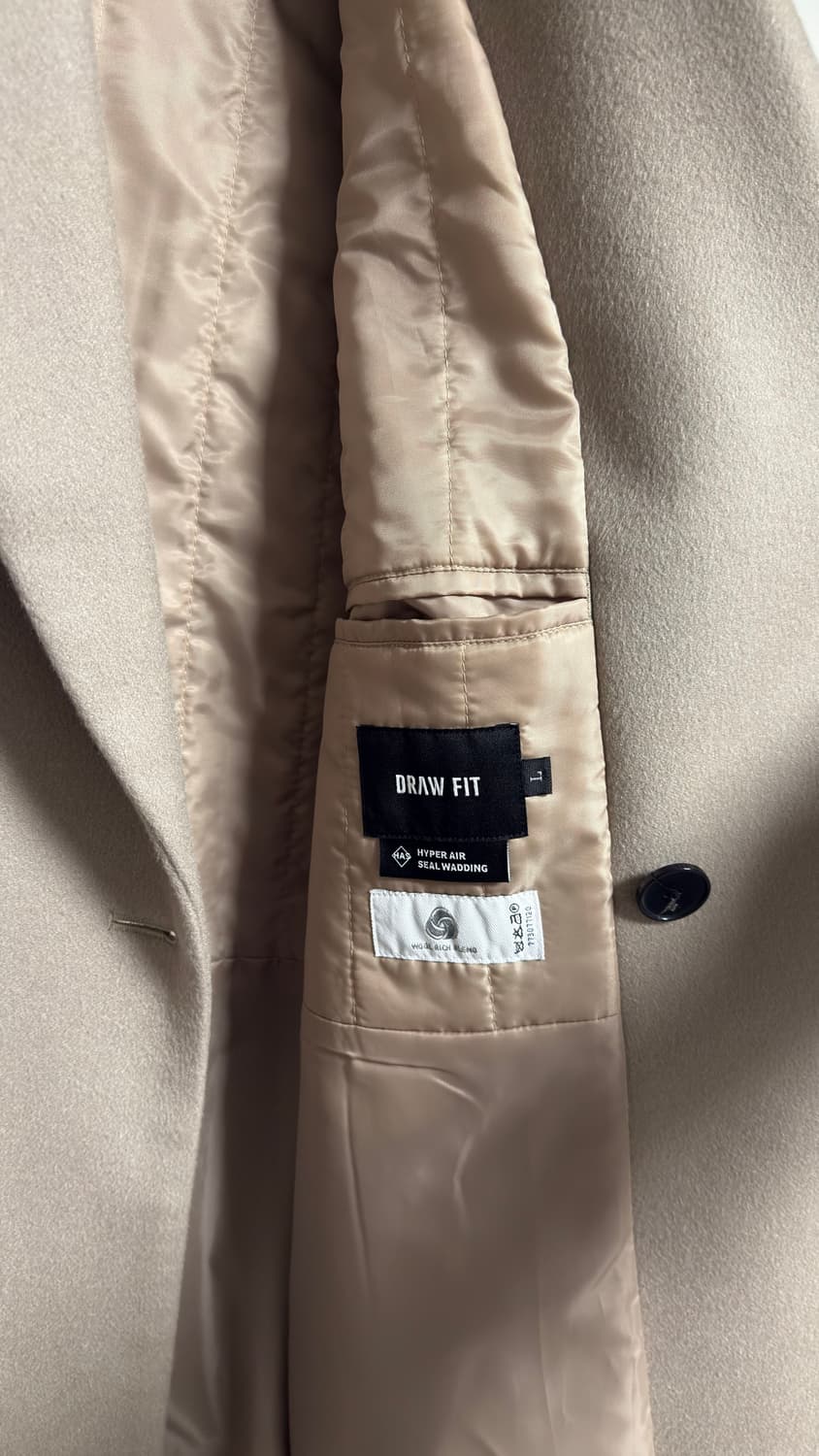 드로우핏 프리미어 퓨어 캐시미어 로브 더블코트 베이지 L 상품이미지3