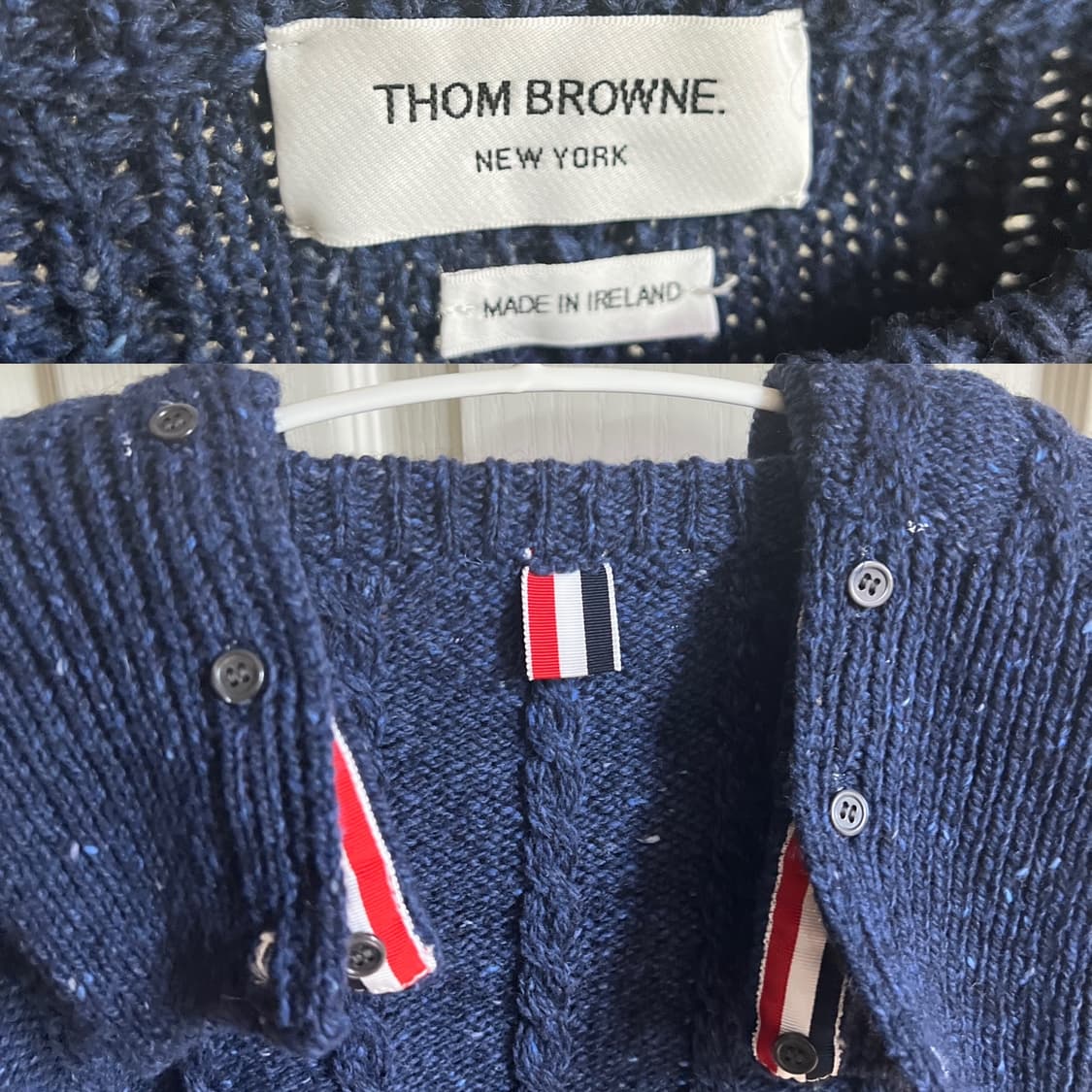 톰브라운 도네갈 트위스트 케이블 사선 클래식 크루넥 풀오버 블루 상품이미지3