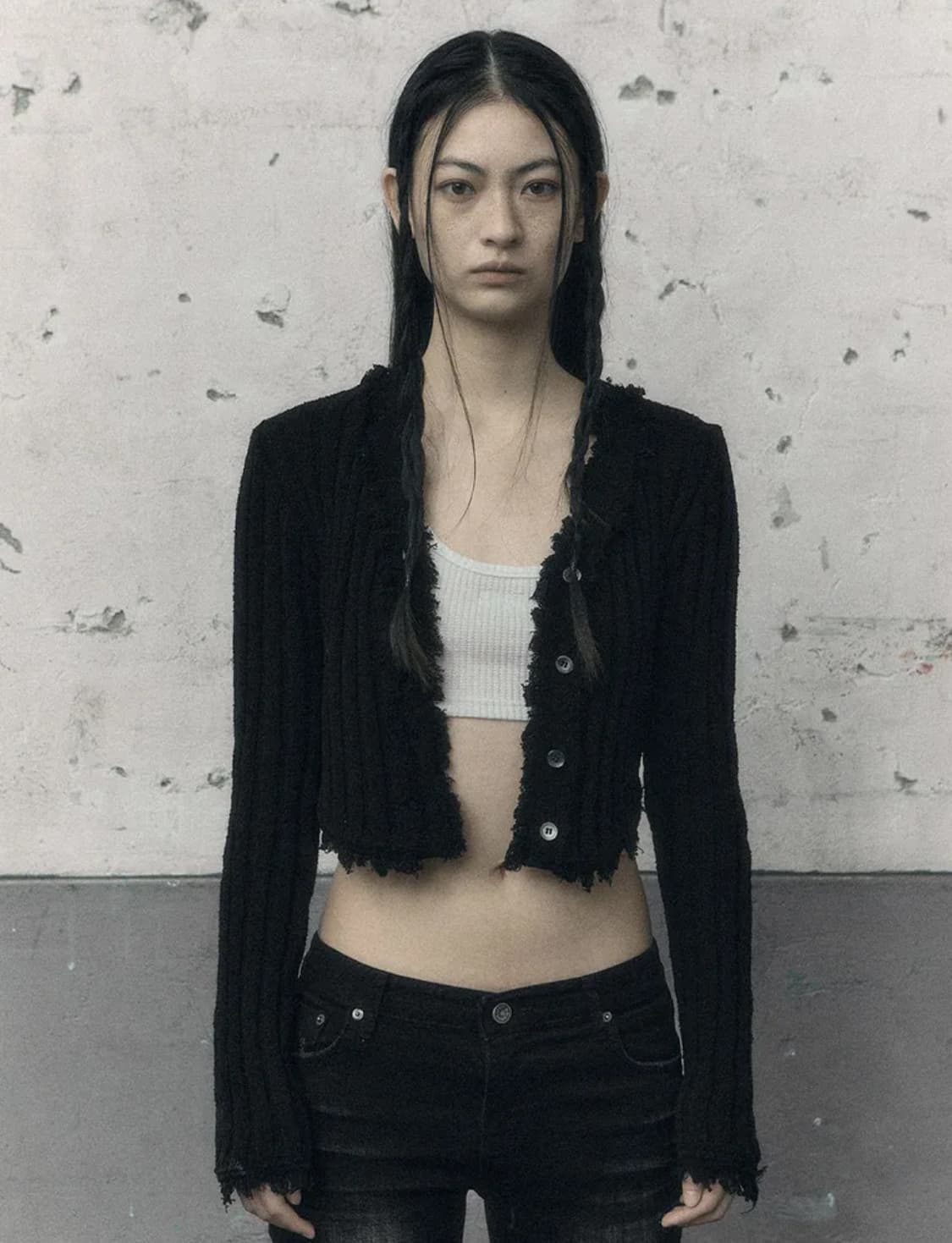 보헤미안서울 태슬 코튼 가디건 블랙 상품이미지1