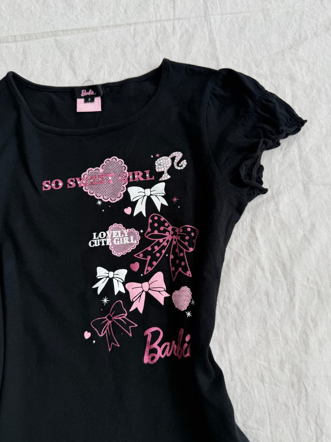 바비 갸루 로걀 딱붙 반팔탑 상품이미지2