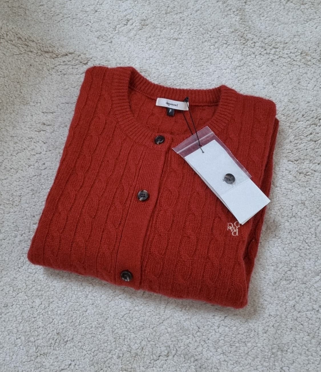 드파운드 케이블 니트 레드 가디건 상품이미지3