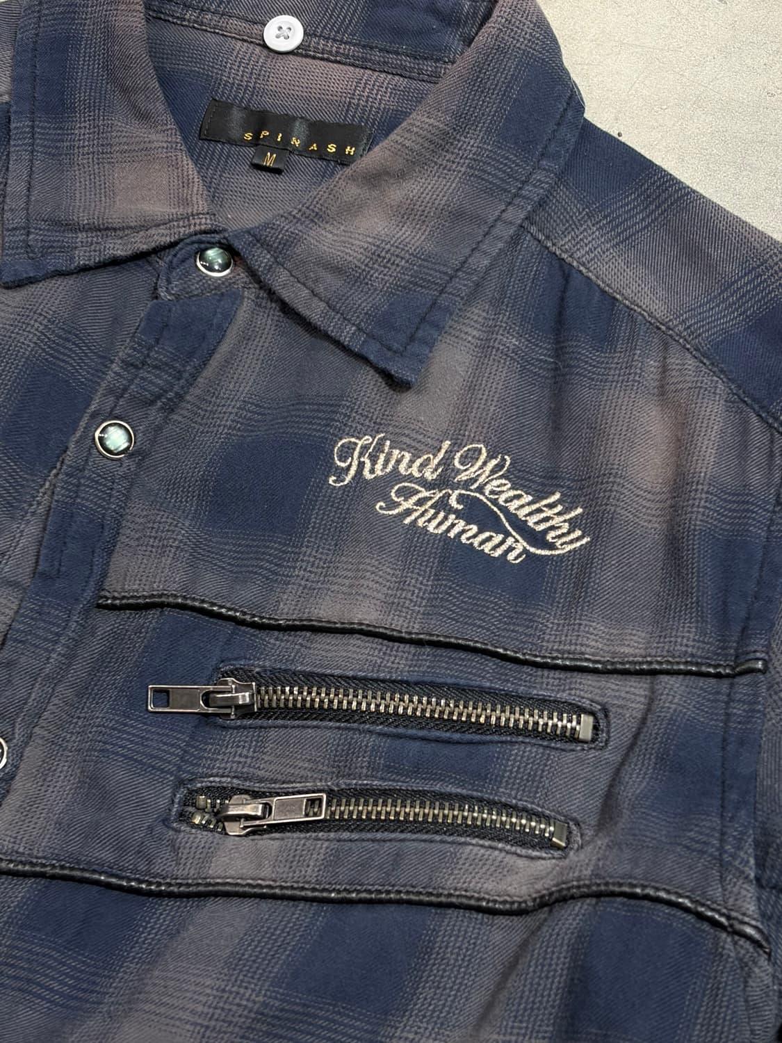 Spinash 락펑크 웨스턴 레터링 체크셔츠 상품이미지4