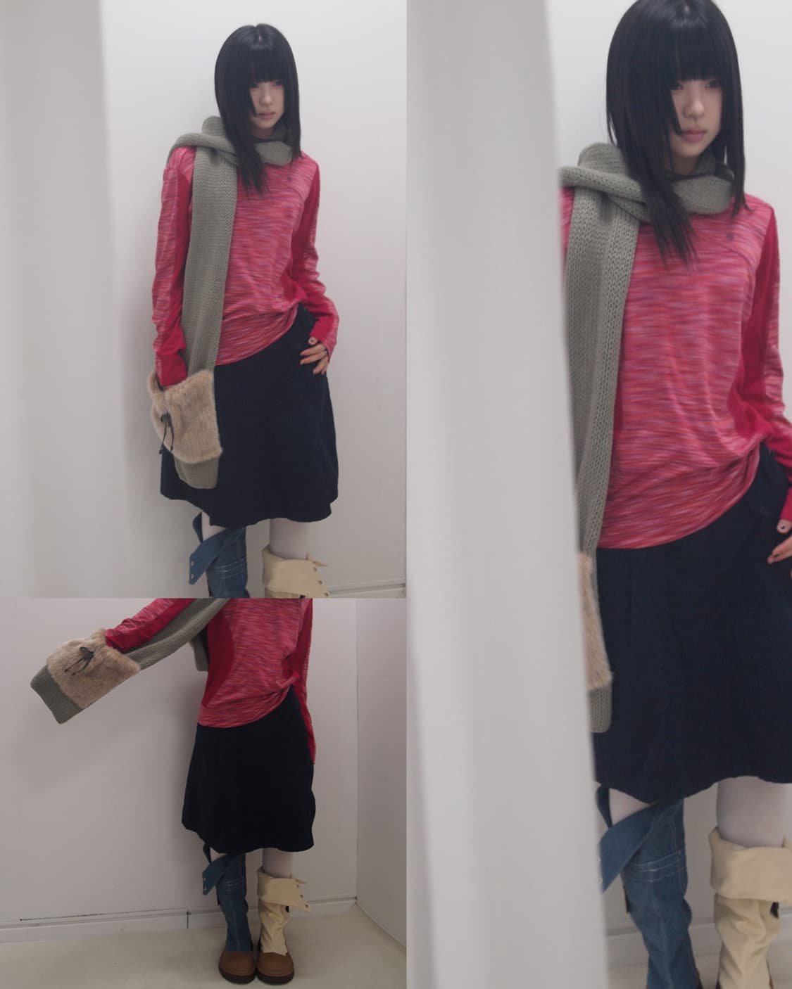 Hazzys navy belted basic midi skirt 상품이미지10