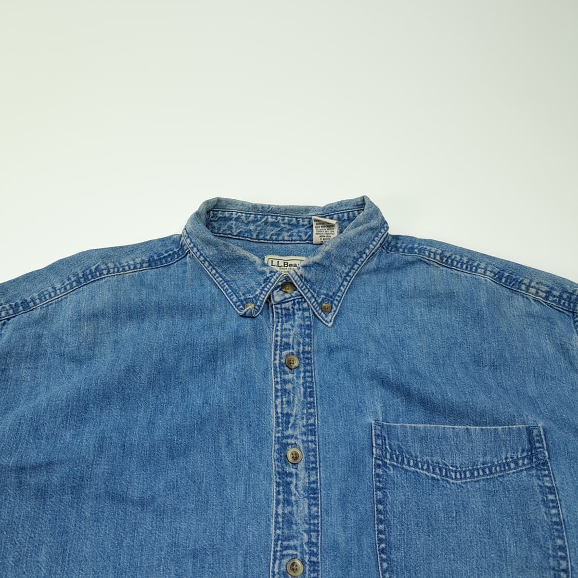 CL453 XL 엘엘빈 90s 코튼 버튼다운 인디고 데님셔츠 남방 상품이미지2