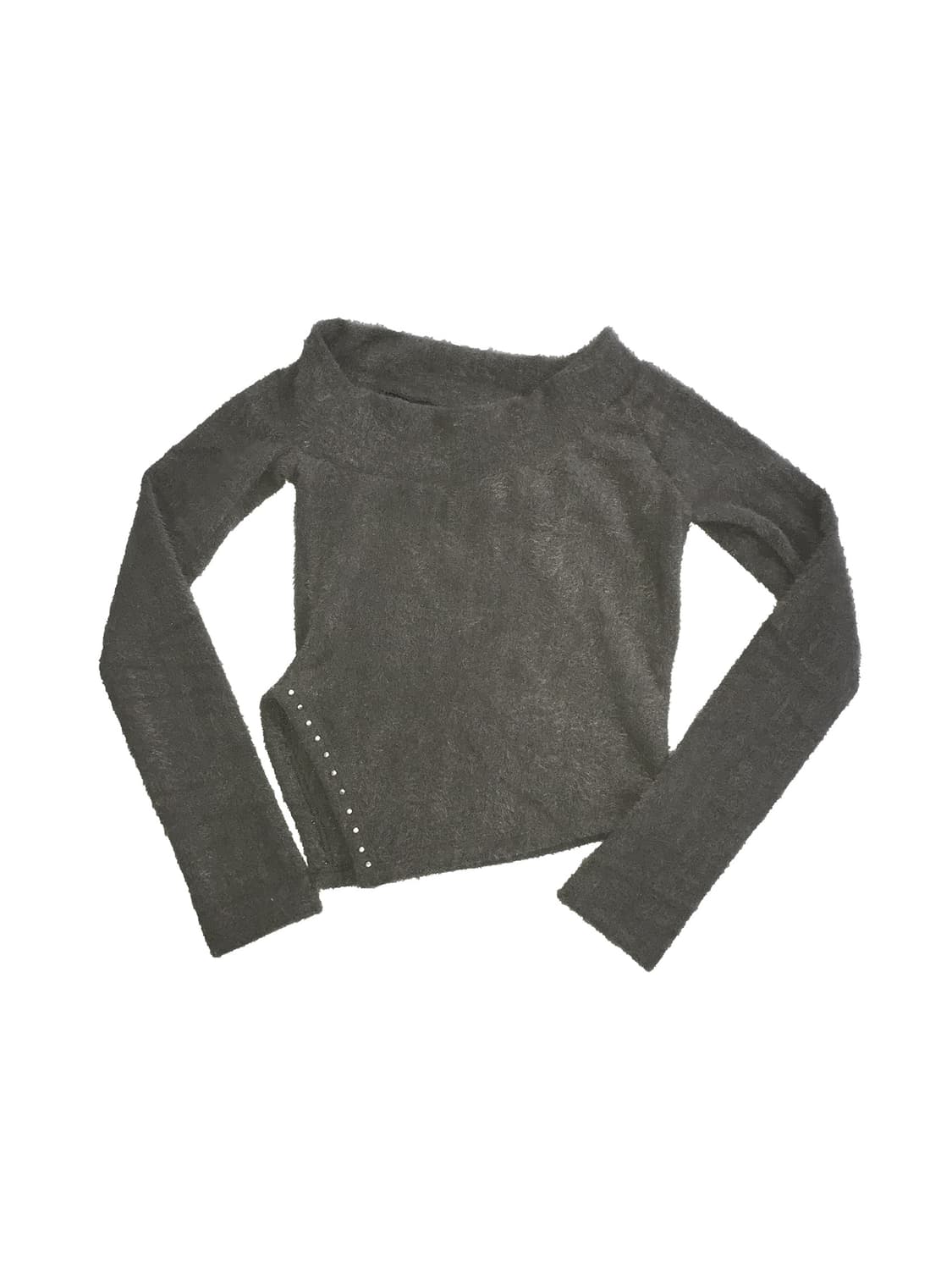 퍼자켓 그레이 앙고라 니트 차콜 상품이미지3