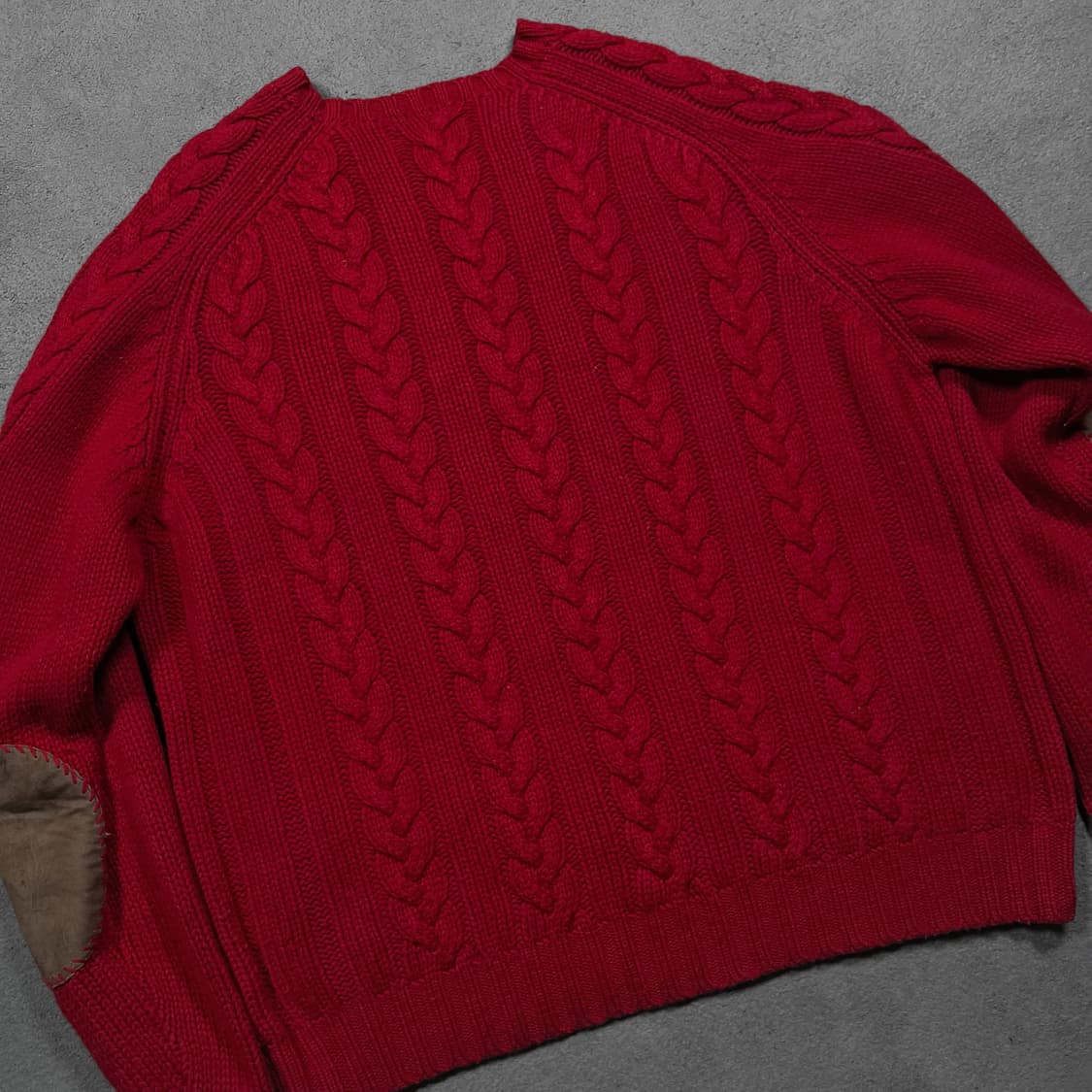 폴로 엘보우 레더패치 꽈배기 니트  상품이미지4