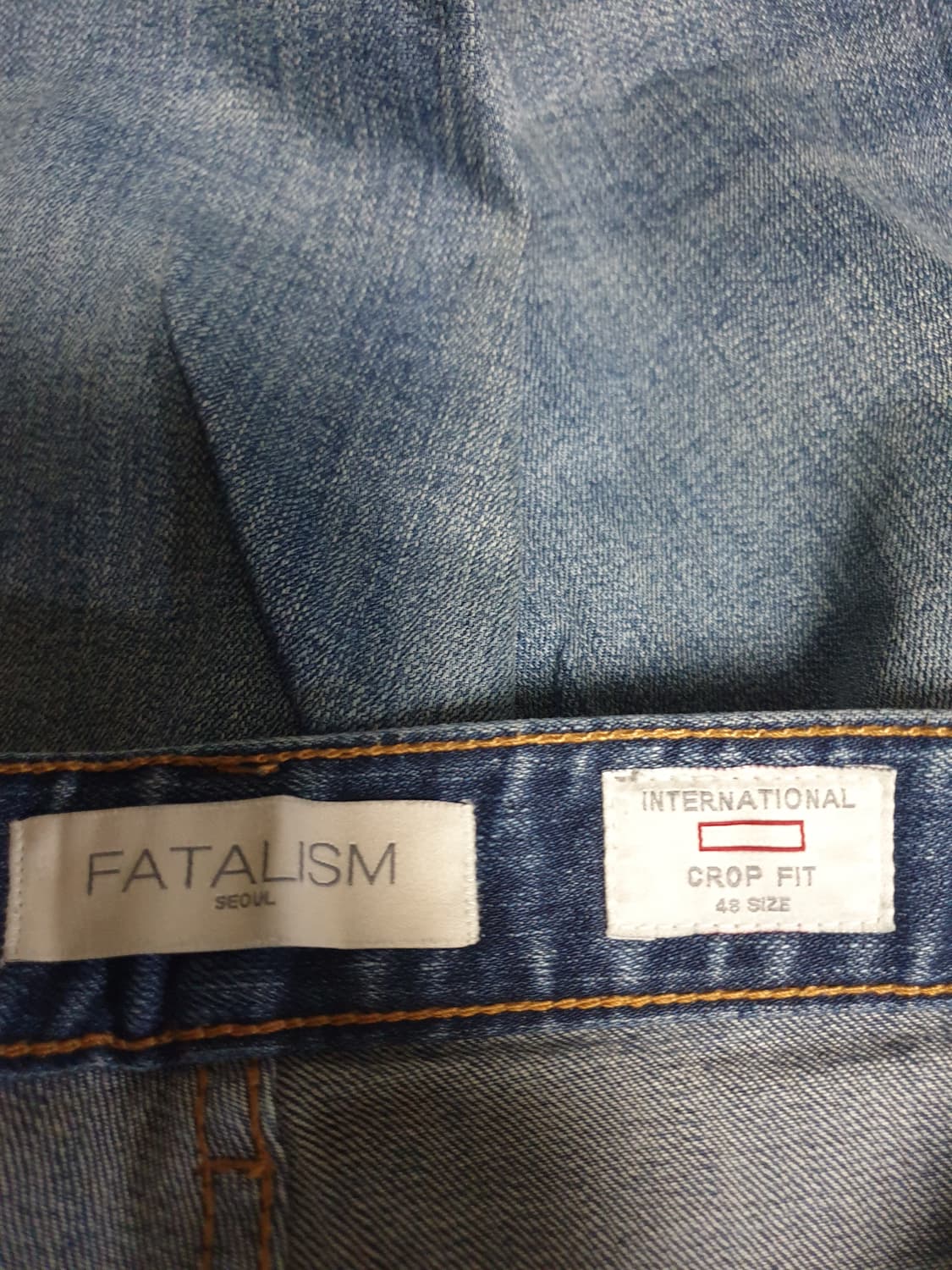 페이탈리즘 FAS-040414 크롭 스판 밑단컷팅 데님팬츠 (33) 상품이미지5