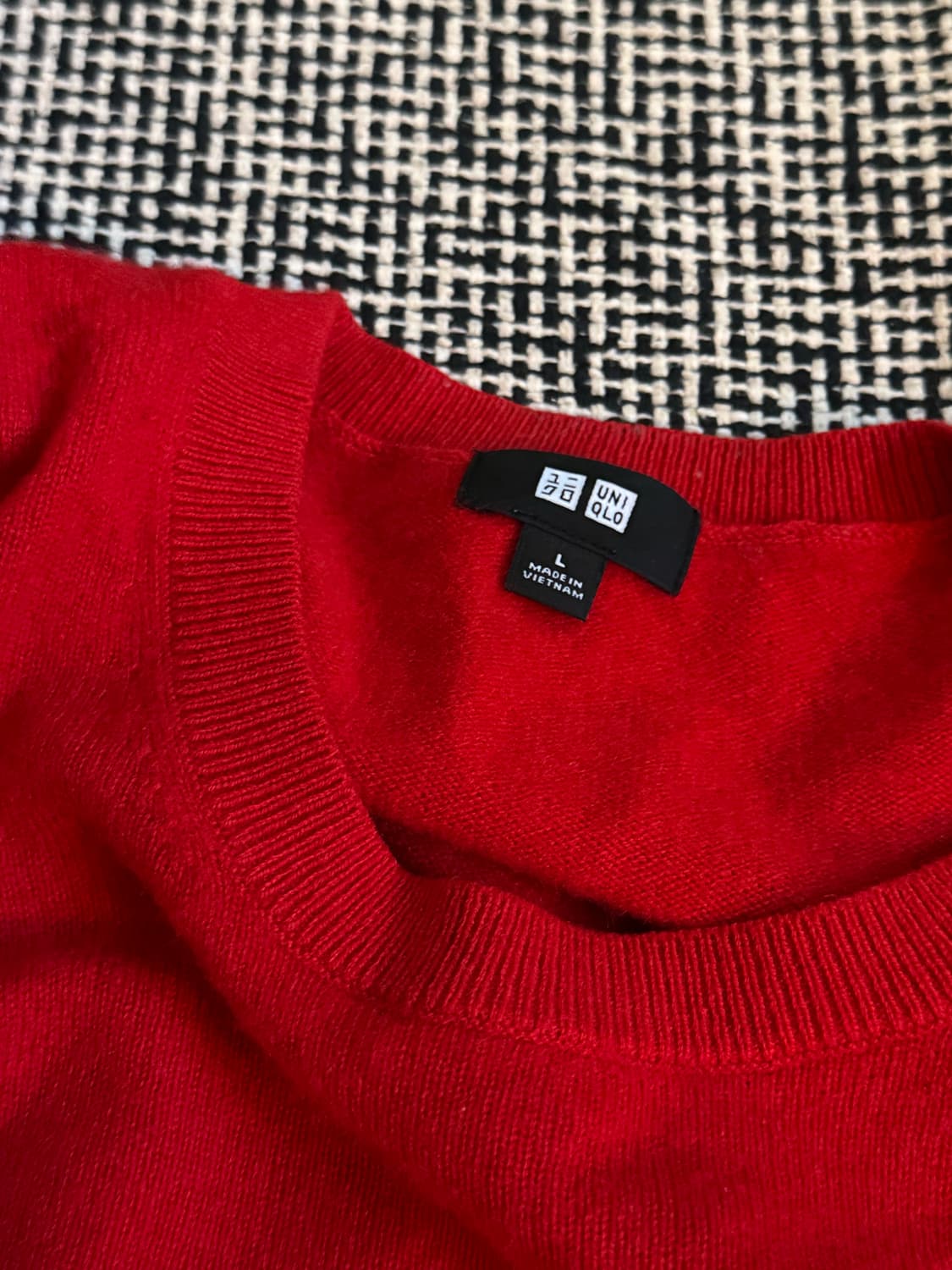 유니클로 캐시미어 라운드넥 니트 L 레드 상품이미지2