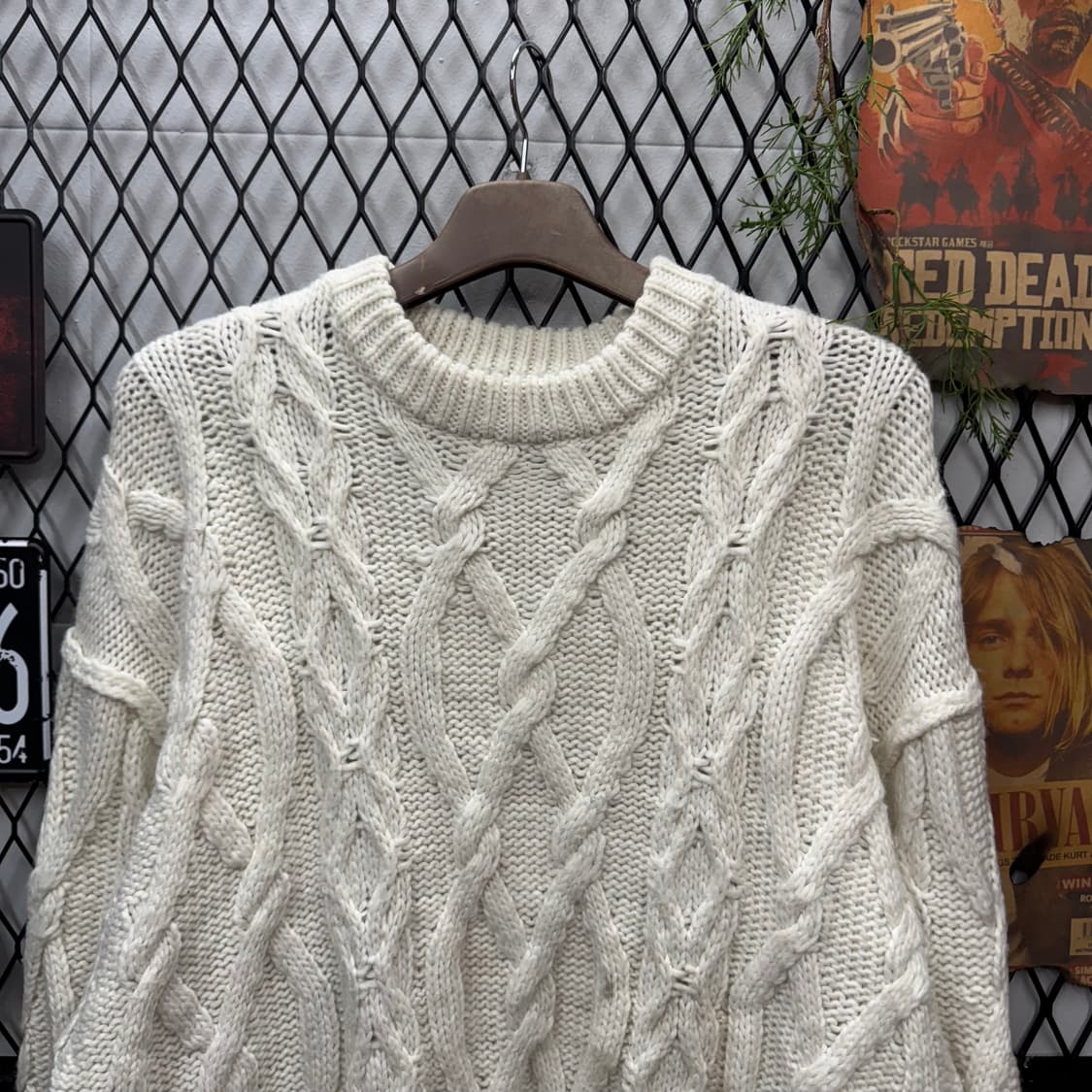 2021 F/W 지유 X 언더커버 케이블 니트 하단 집업 포인트 아이보리 상품이미지3