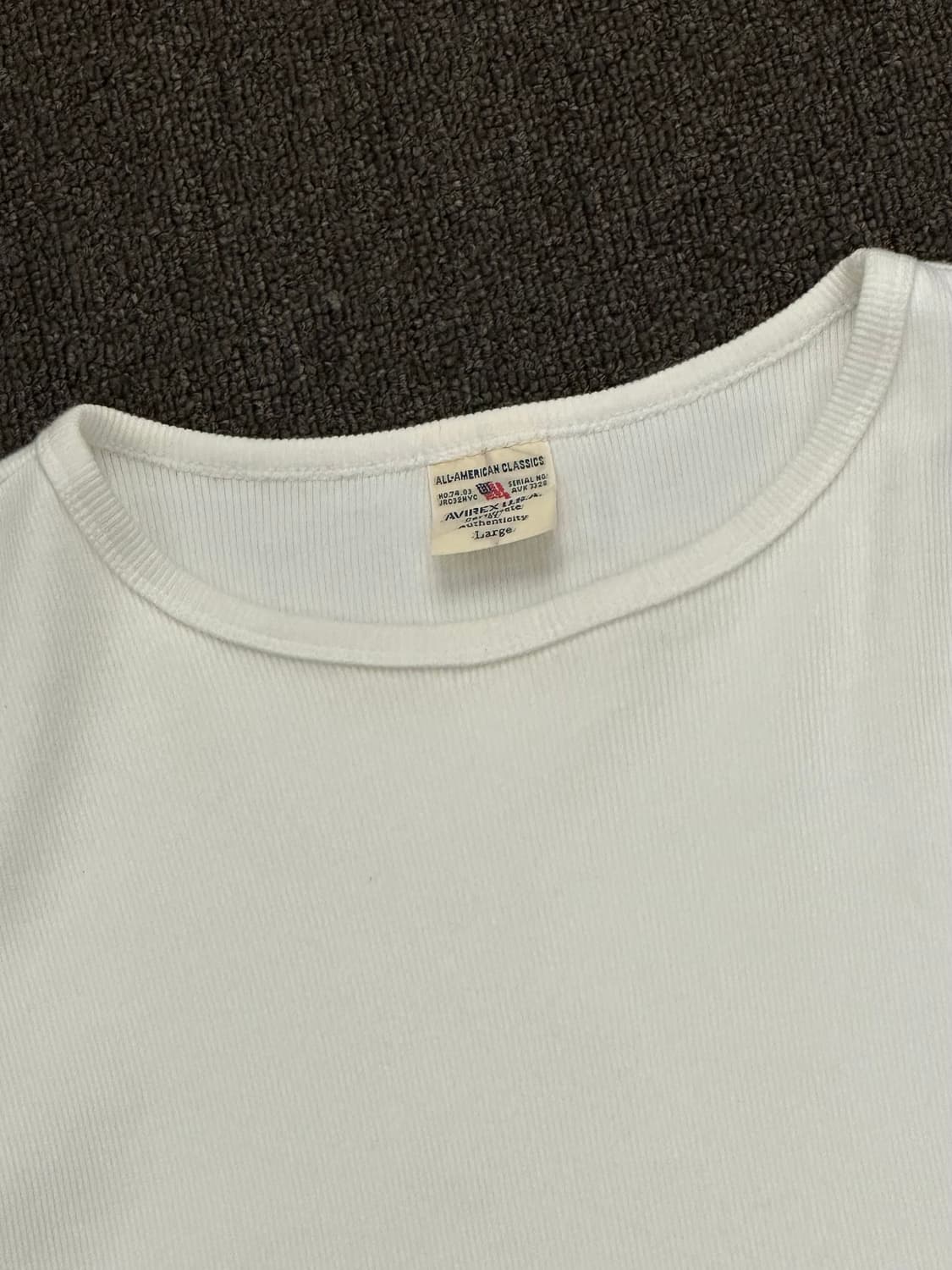 L)Avirex vintage 크루넥 화이트 골지 롱슬리브 상품이미지2