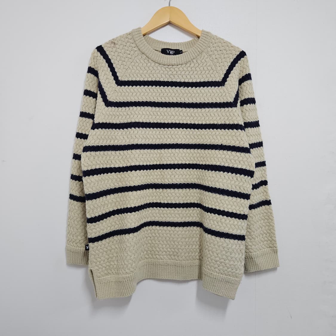 JPN 일본빈티지 아이보리 네이비 스트라이프 니트 L 상품이미지2
