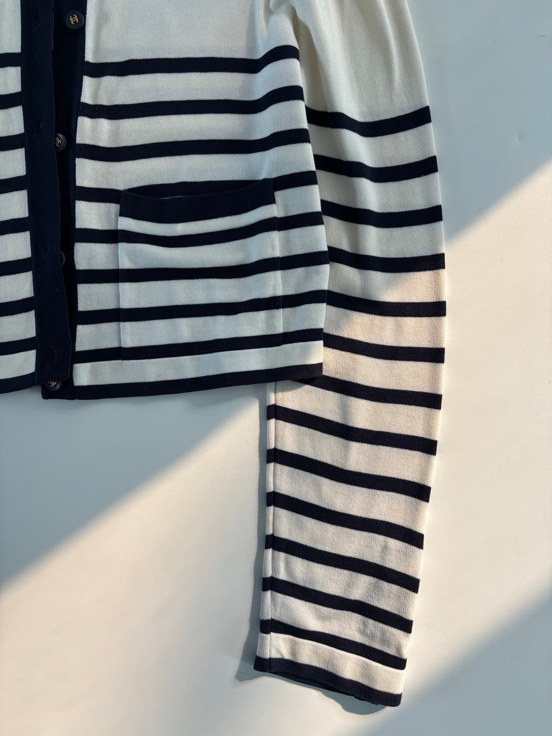 Chanel 샤넬 90s 아이보리 스트라이프 니트 가디건 상품이미지6