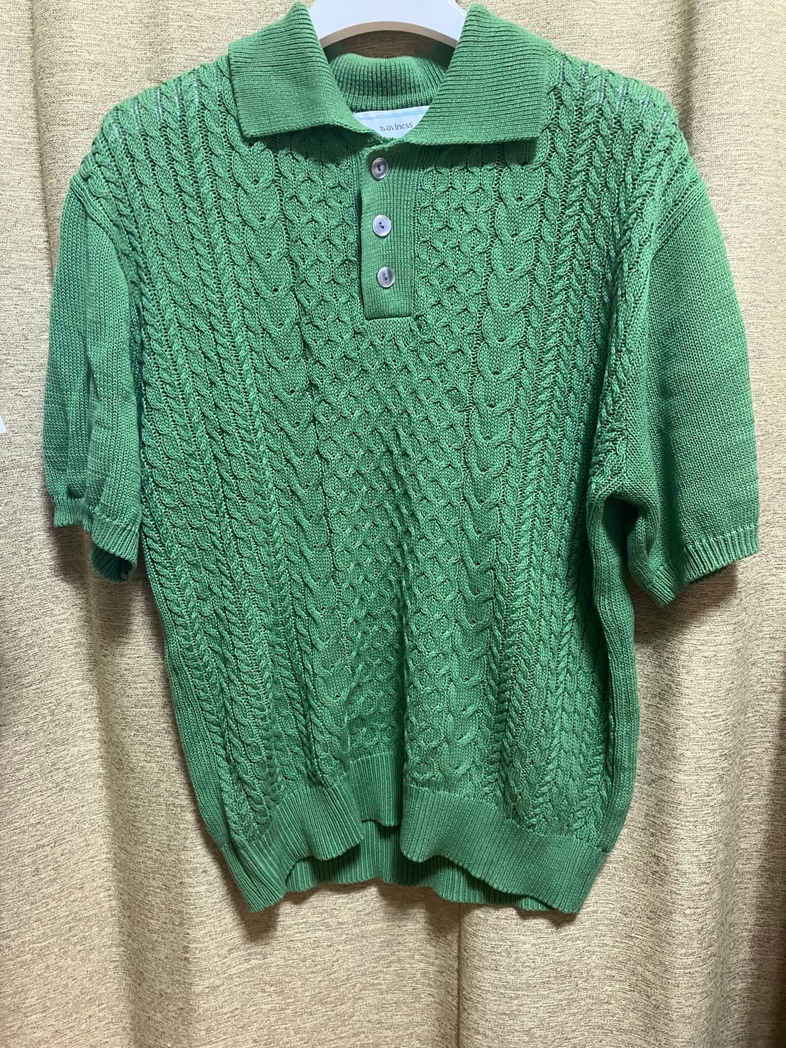 웨이비니스 더블 텍스처 하프 카라 니트 그린 1 상품이미지2