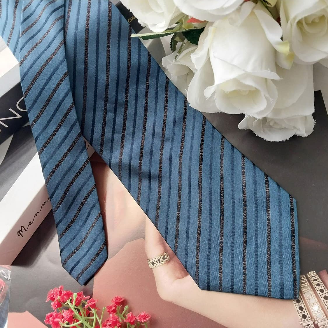 돌체앤가바나 블루 로고스트라이프 넥타이 9.8cm A+등급 K2954 상품이미지4