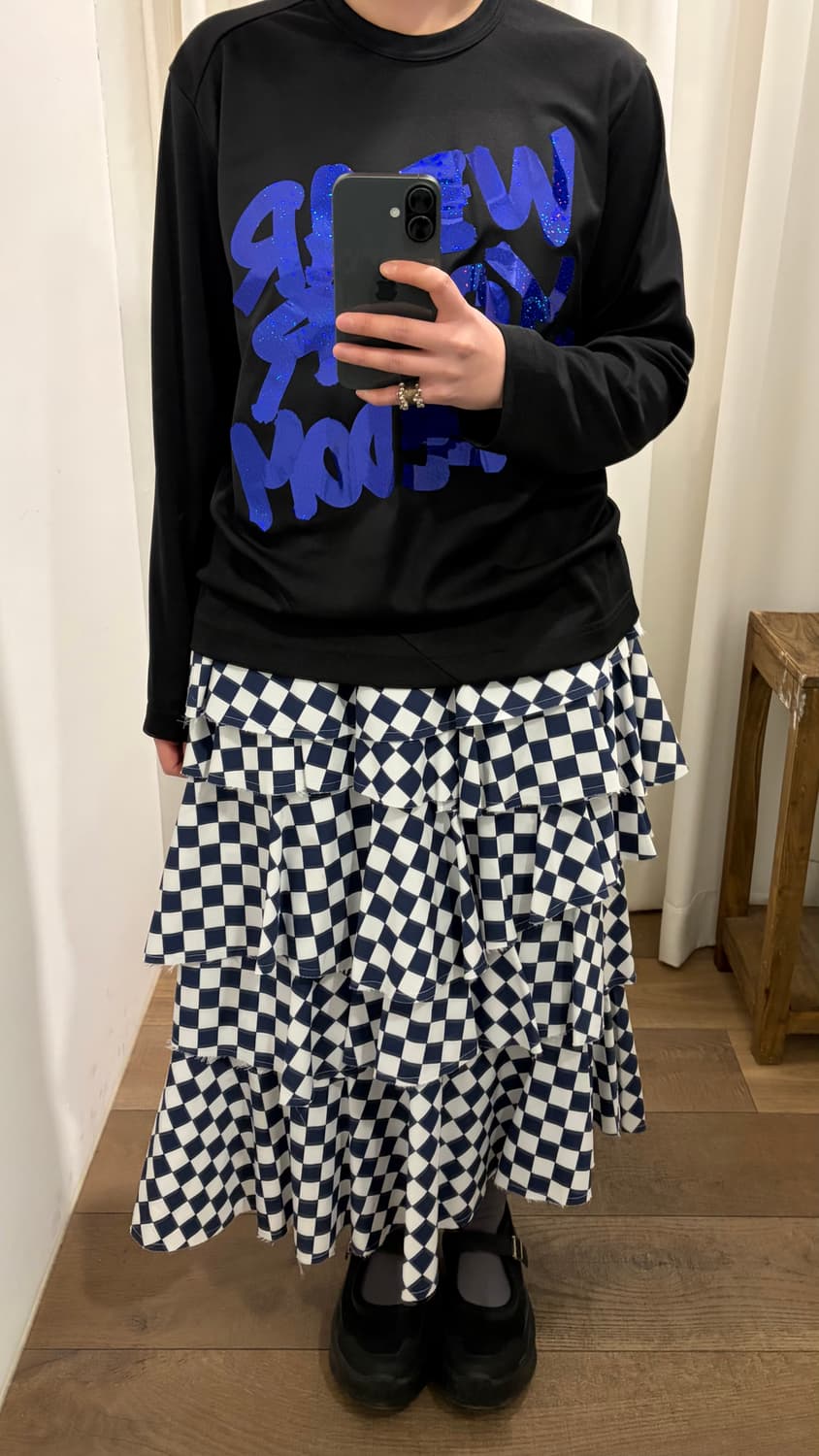 Checker Board Tiered Ruffle Skirt 상품이미지2