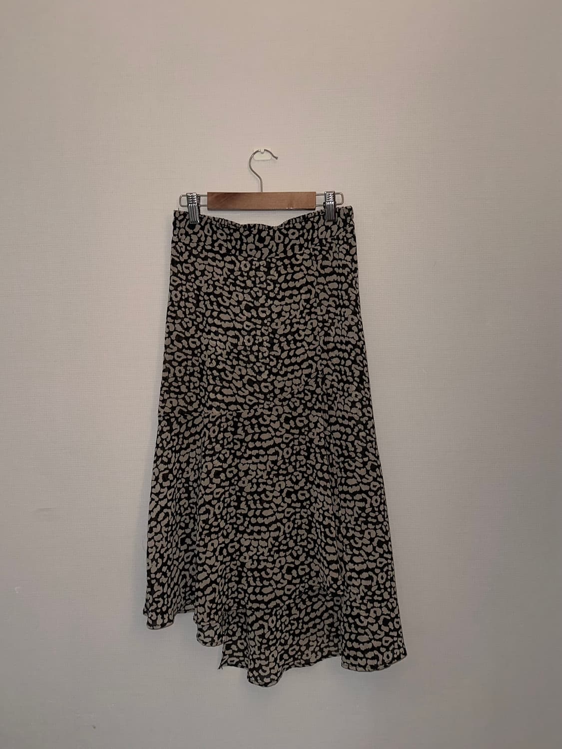 빈티지 호피 언발란스 레이어드 미디 스커트 상품이미지2