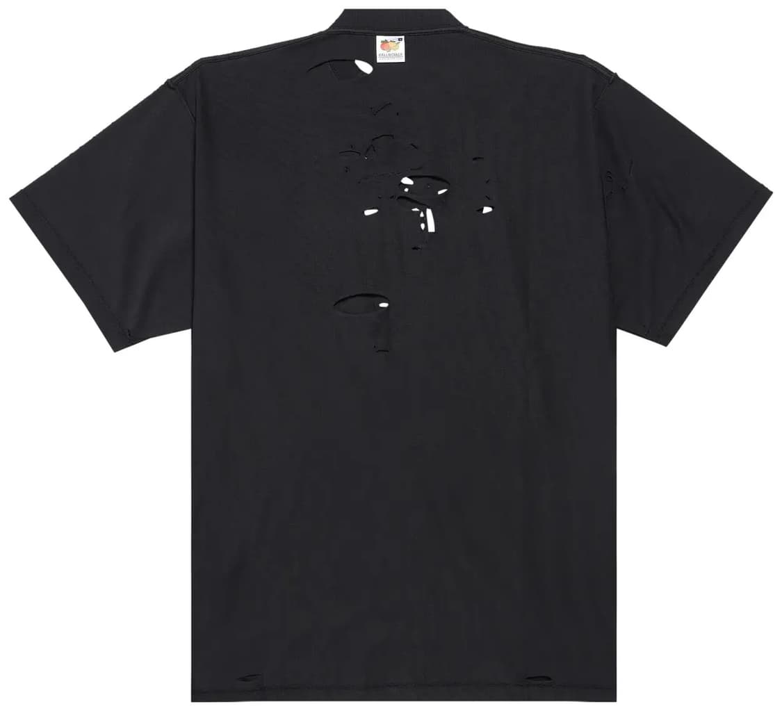 발렌시아가 인사이드 아웃 미러 오버사이즈 디스트로이드 티셔츠 블랙 상품이미지2