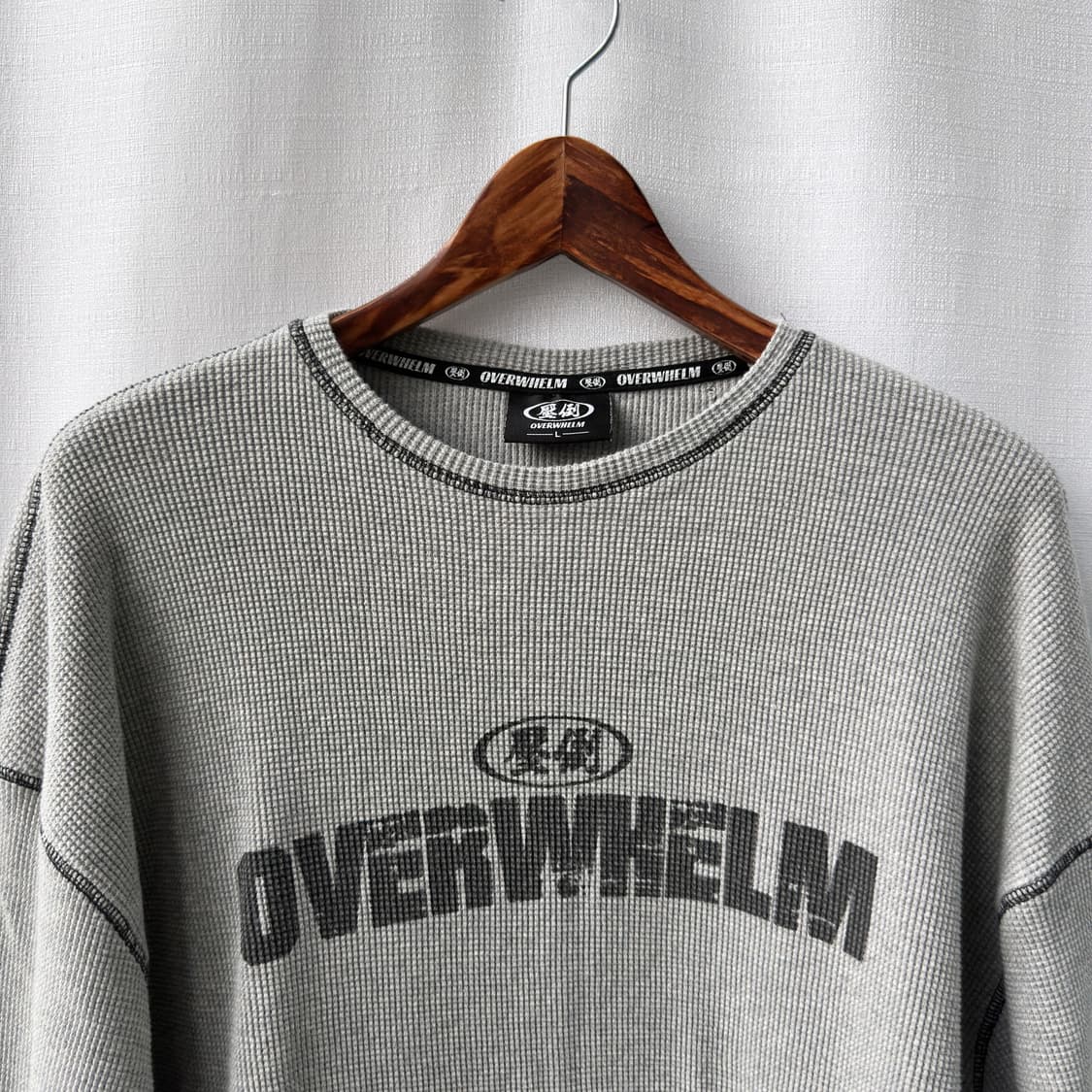 Overwhelm 압도 프린팅 와플 긴팔 티셔츠 그레이 L 상품이미지3