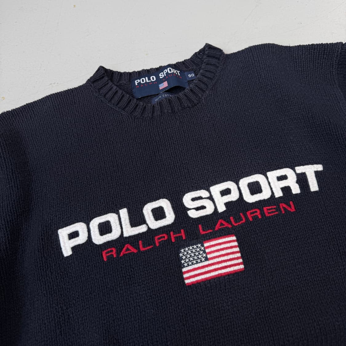 폴로 스포츠 90s 빅로고 성조기 코튼 니트 상품이미지3