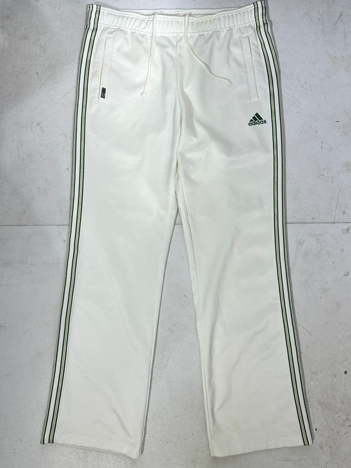 아디다스 대대장 화이트 그린 삼선 와이드 추리닝 바지 트레이닝 팬츠 L 상품이미지4