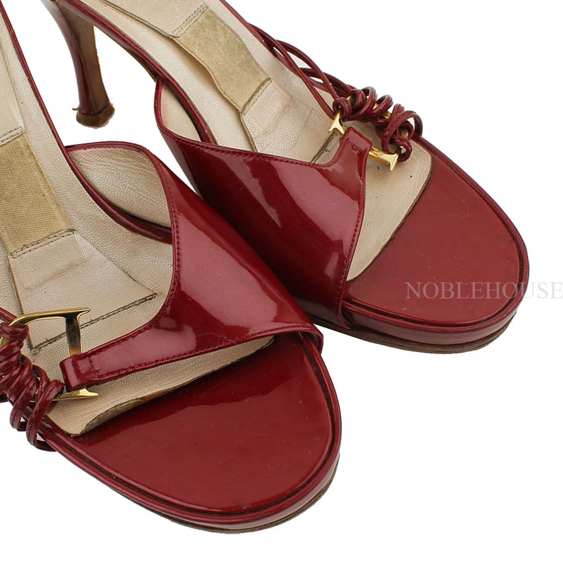 디올 버건디 페이던트 금장 D로고 뮬 슬리퍼 36 상품이미지6