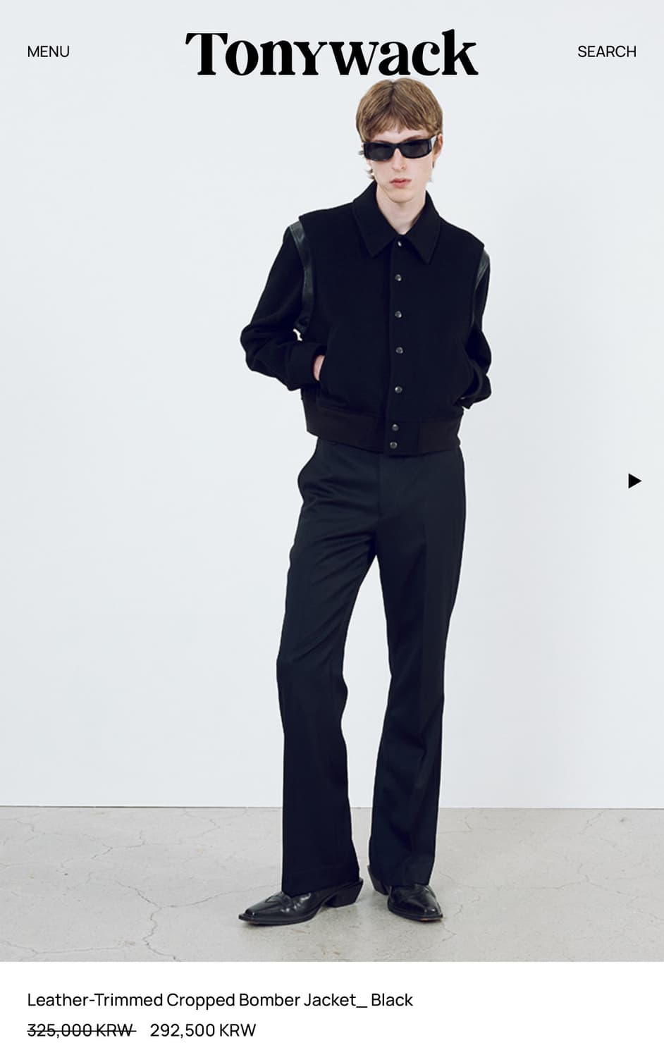 토니웩 레더 크롭 봄버 바시티 자켓 m 상품이미지2