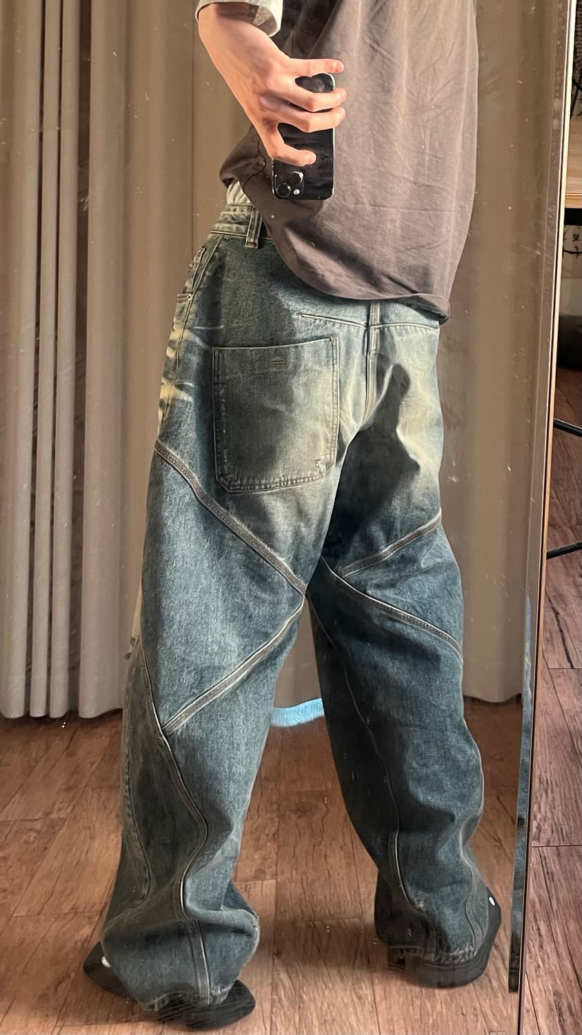 노운 bias tapered denim pants (blue) 1사이즈 상품이미지5