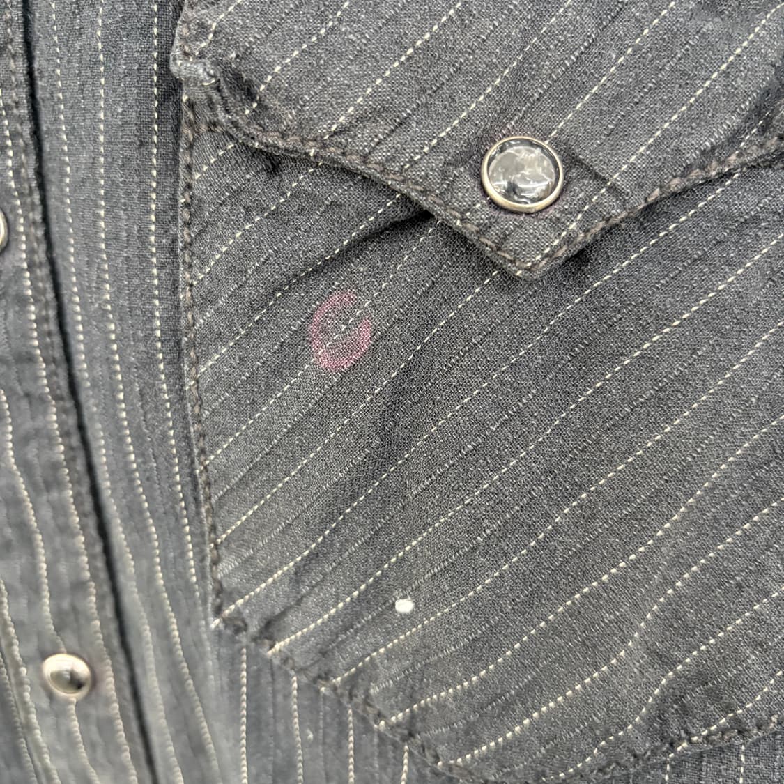 반스 블랙 스트라이프 반팔 셔츠 패치 여성L 상품이미지4