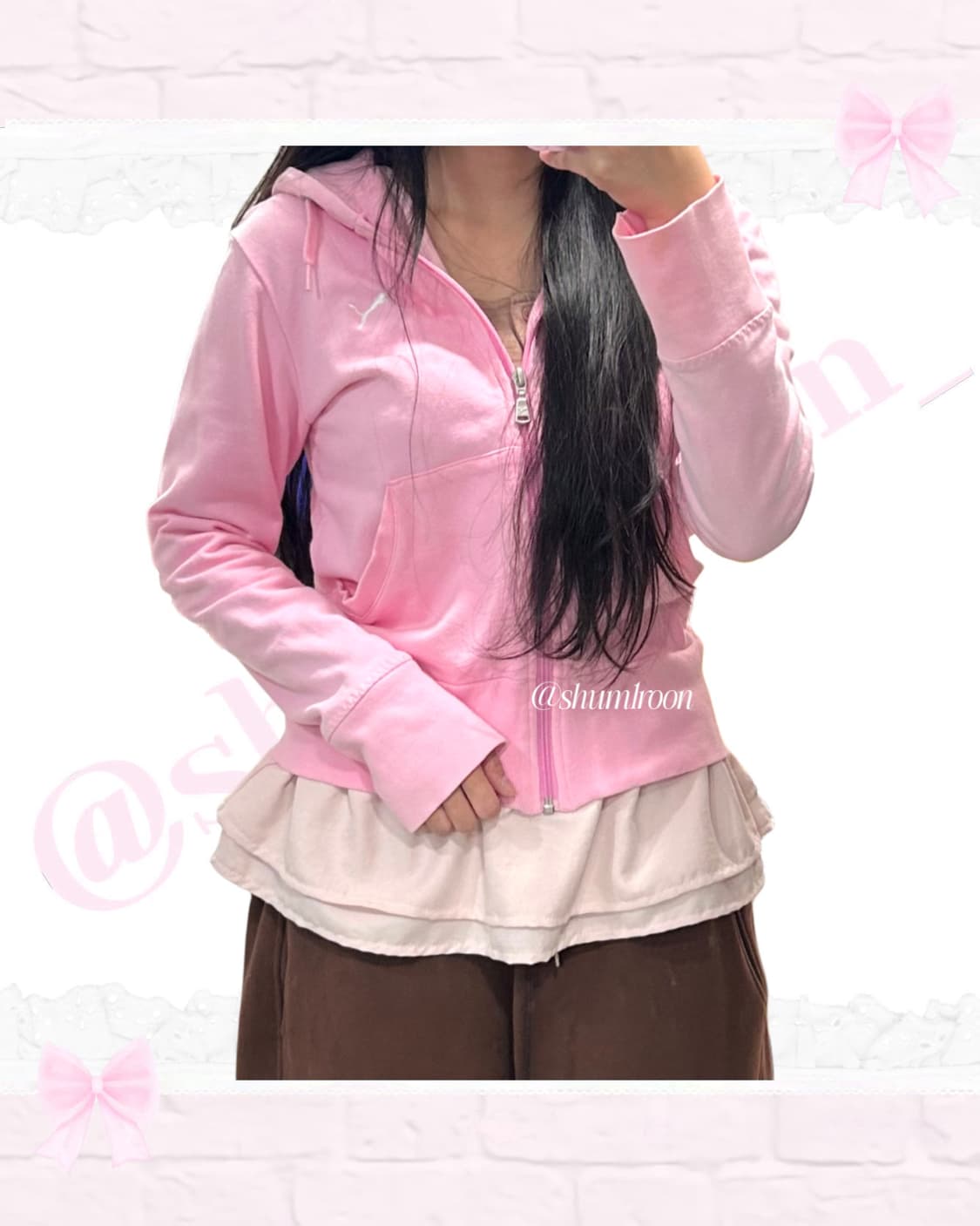 푸마 발레코어 연딸기핑크 후드집업 히메갸루 상품이미지3
